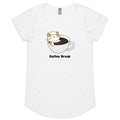 Cat Coffee Break Women's AS Colour Scoop Neck T-Shirt White Womens Scoop Neck T-shirt animal Coffee Printed In Australia