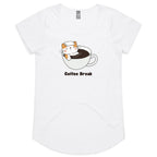 Cat Coffee Break - Womens Scoop Neck T-Shirt White Womens Scoop Neck T-shirt animal Coffee Printed In Australia