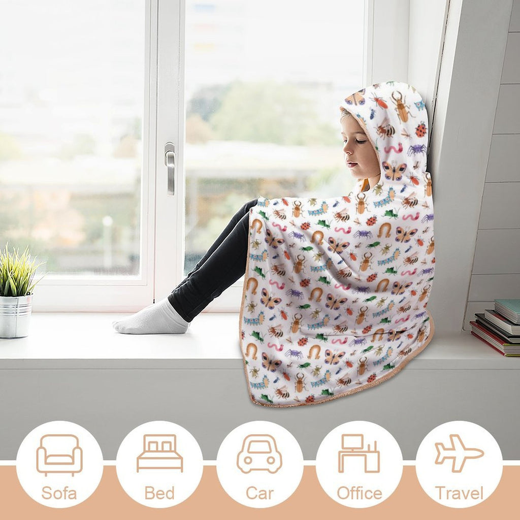 Cute Bugs Kids Hooded Blanket 100cm x 130cm Kids Hooded Blanket Printed Offshore