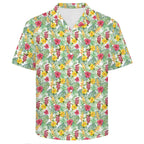 Tropical Flowers On White Men's Crinkle Hawaiian Shirt
