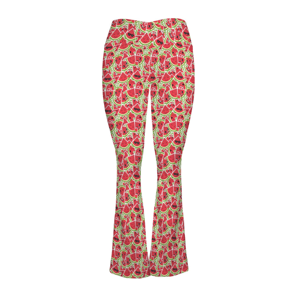 Busy Watermelon High Waist Crossover Tummy Control Flare Leggings