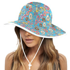 Doughnuts On Blue Wide Brim Bucket Hat Wide Brim Bucket Hat Food Printed Offshore