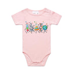 Science Characters AS Colour Baby Bodysuit Pink Baby Bodysuit Printed In Australia Science