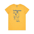 Caffeinista, Caffeine Women's AS Colour T-shirt Yellow Womens T-shirt Coffee Printed In Australia