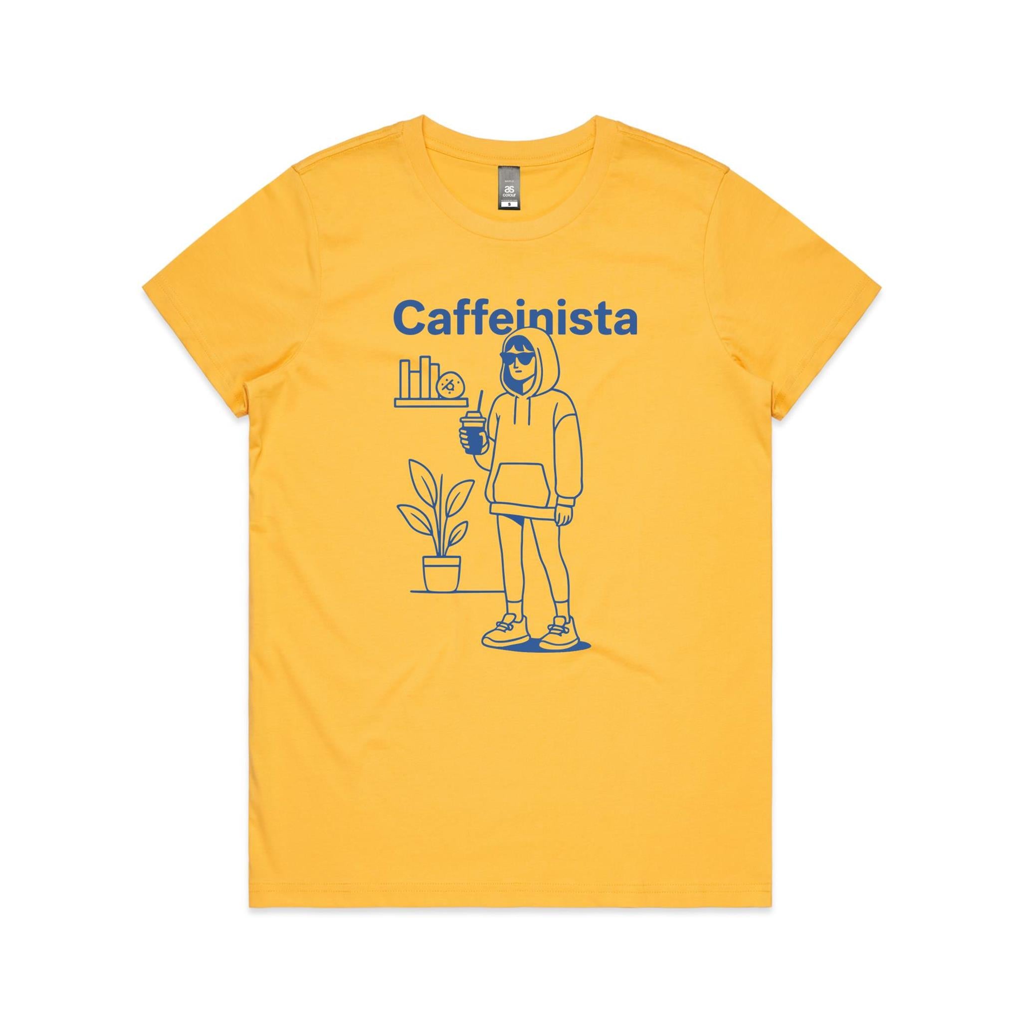 Caffeinista, Caffeine Women's AS Colour T-shirt Yellow Womens T-shirt Coffee Printed In Australia