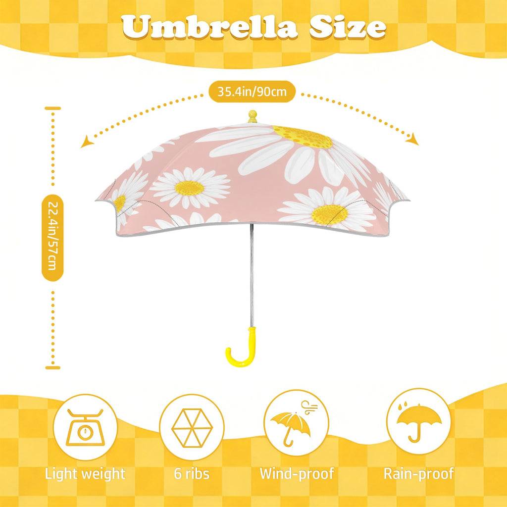 Daisies On Pink Kids Safe Round Corner Umbrella Kids Safe Round Corner Umbrella Plants Printed Offshore