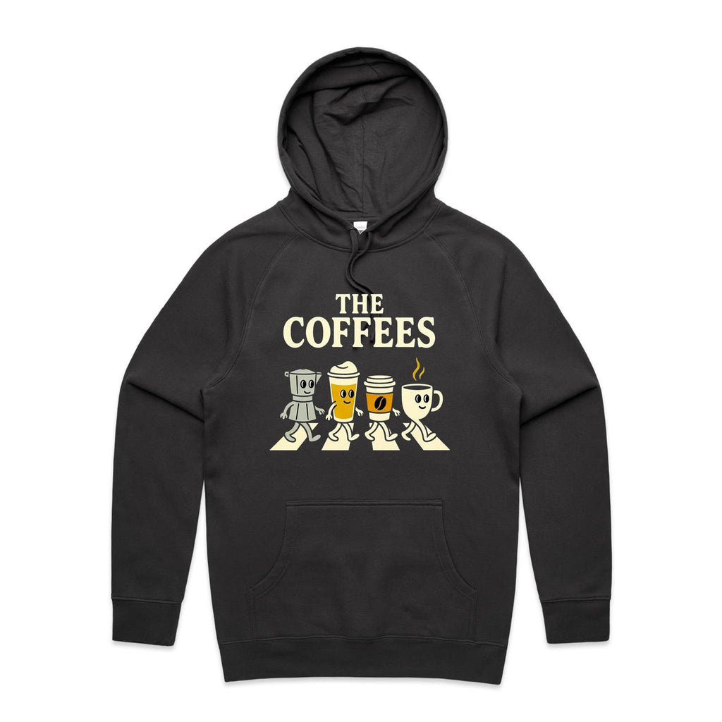 The Coffees, Crossing Road Men's AS Colour Hoodie Coal Mens Hoodie Coffee Music Printed In Australia