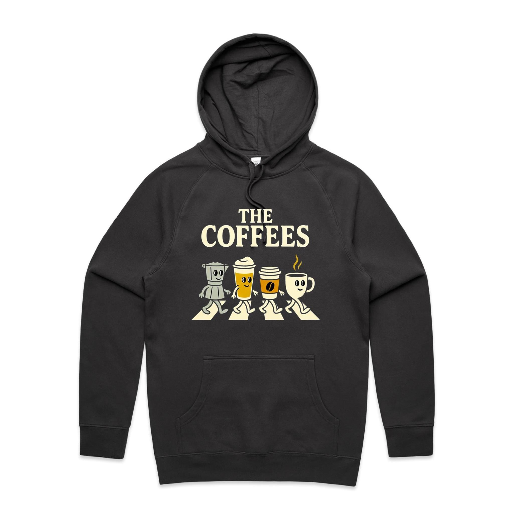 The Coffees, Crossing Road Men's AS Colour Hoodie Coal Mens Hoodie Coffee Music Printed In Australia