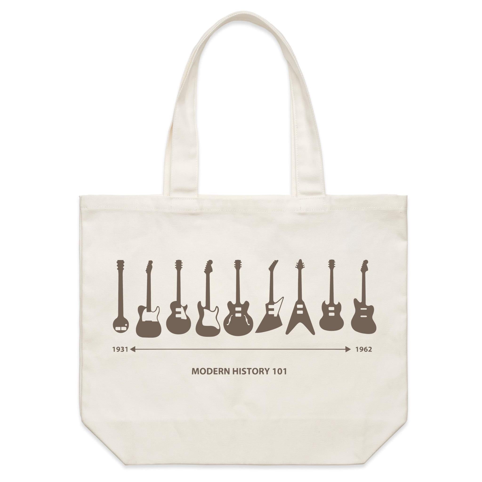 Guitar Timeline - Shoulder Canvas Tote Bag Default Title Large Tote Bag Music Printed In Australia