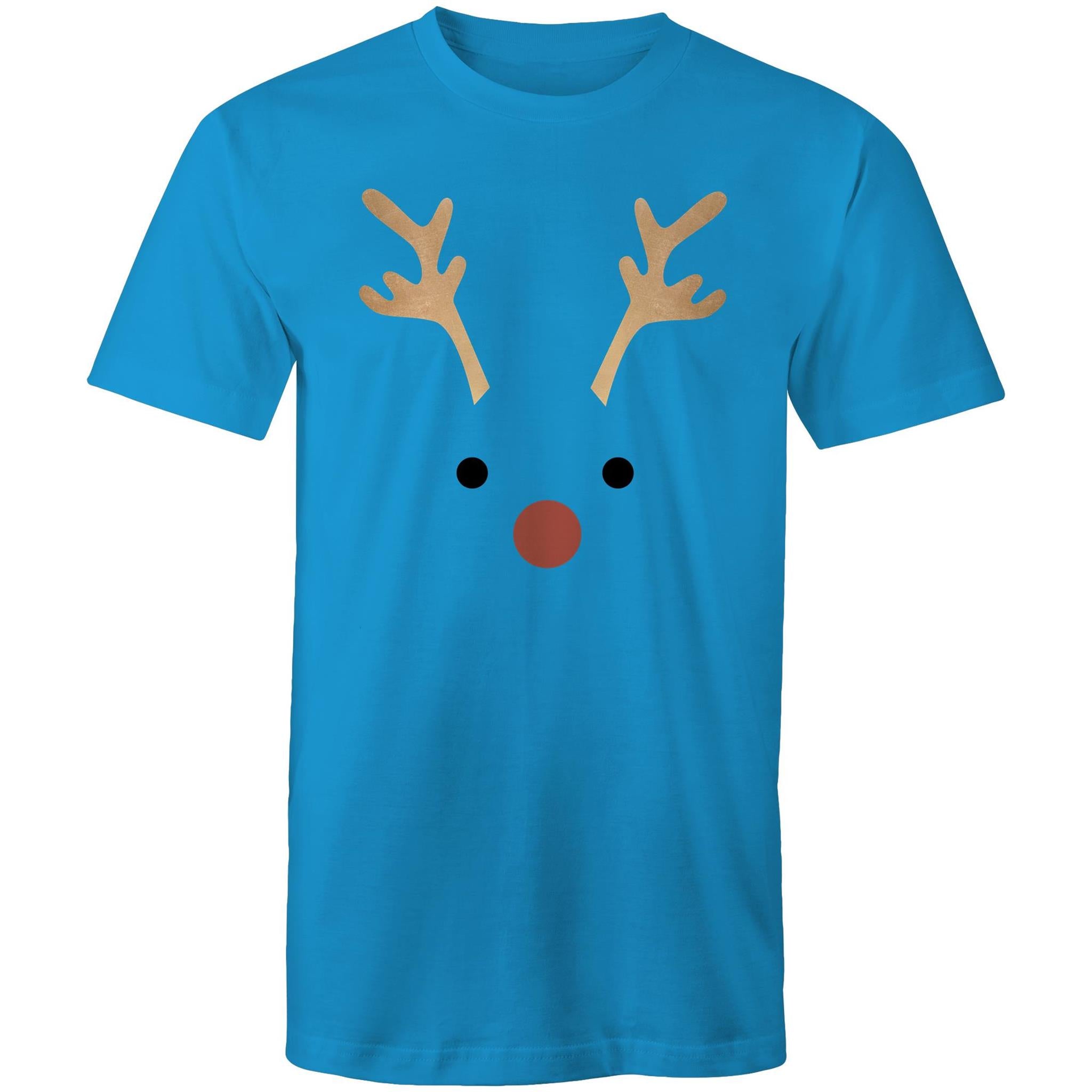 Red Nose Reindeer - Mens T-Shirt Arctic Blue Mens Christmas T-shirt Christmas Printed In Australia