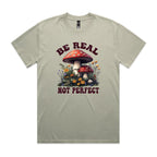Be Real, Not Perfect AS Colour Heavy Faded Tee Unisex Faded eucalyptus Heavy Faded T-shirt Positivity Printed In Australia