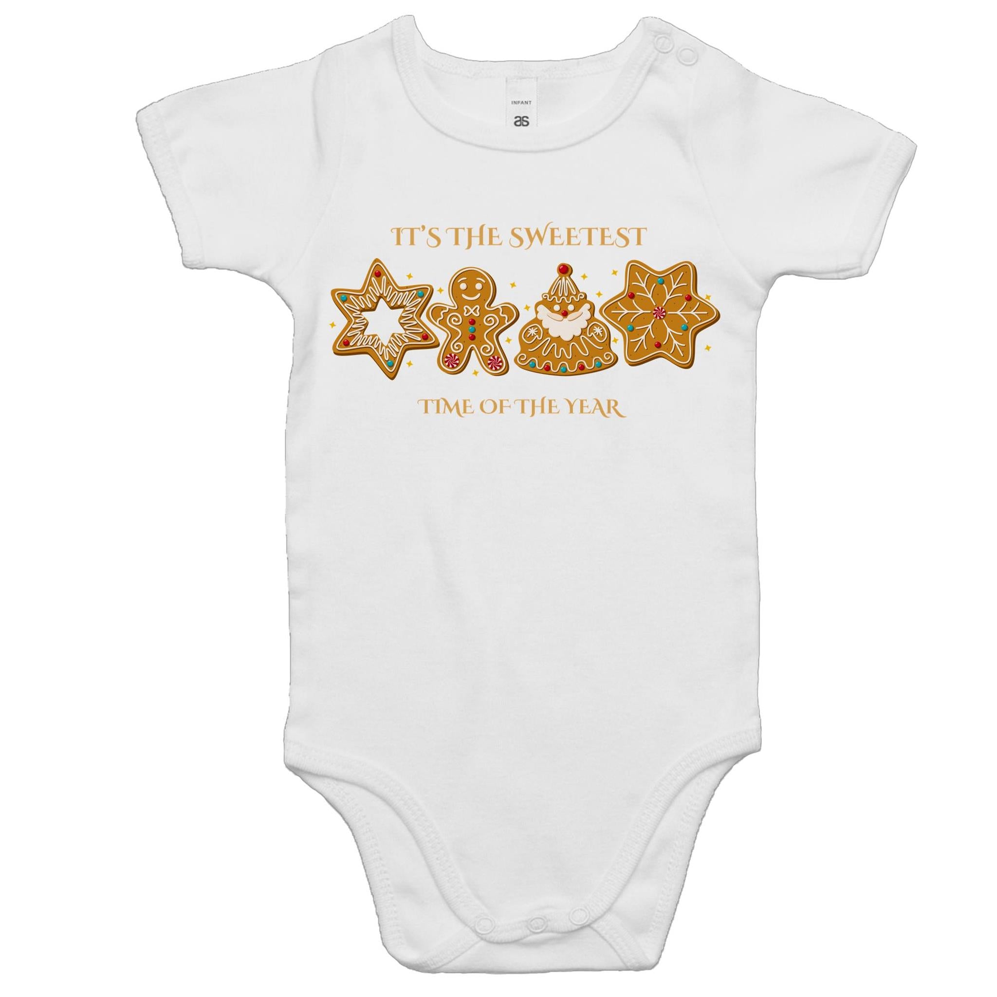 Christmas Gingerbread, It's The Sweetest Time Of The Year - Baby Bodysuit White Baby Christmas Bodysuit Christmas Printed In Australia