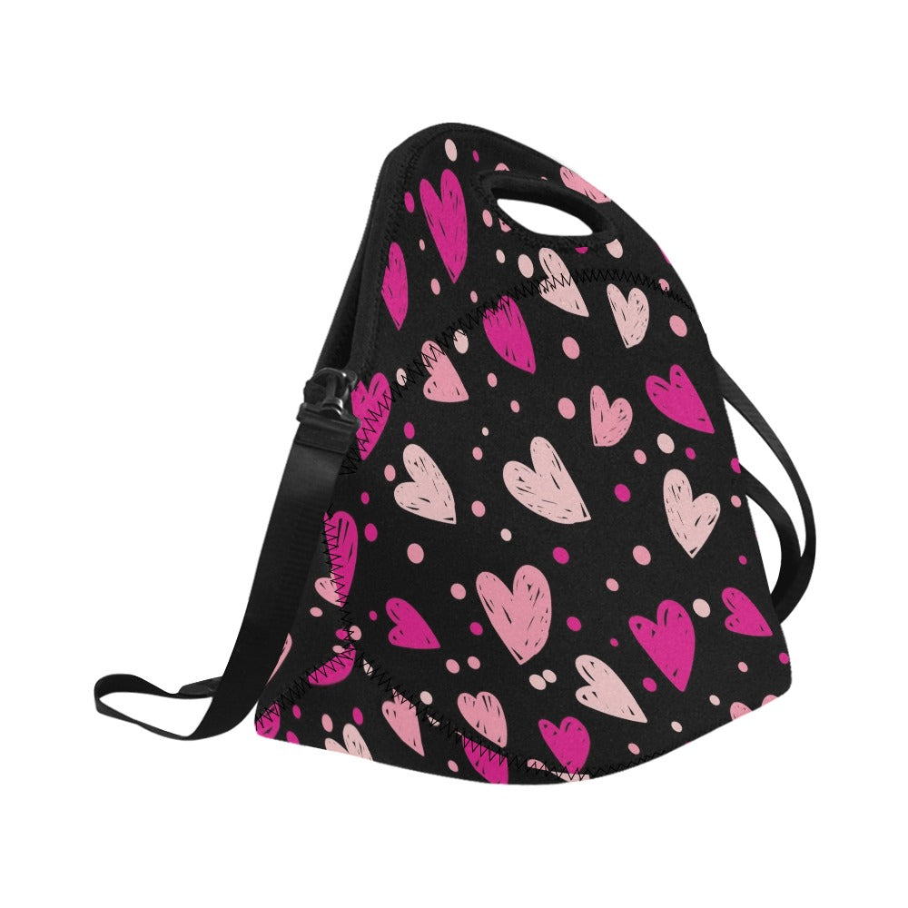 Pink Hearts - Neoprene Lunch Bag/Large (Model 1669) Neoprene Lunch Bag Love Printed Offshore