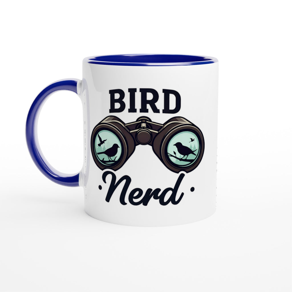 Bird Nerd - White 11oz Ceramic Mug with Colour Inside Ceramic Blue Colour 11oz Mug animal Globally Fulfilled