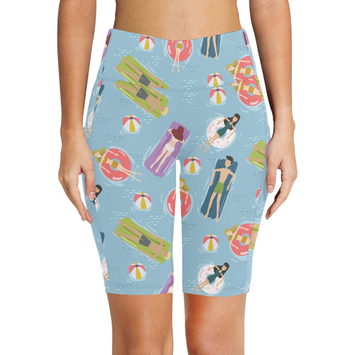 Beach Float Women's Bike Shorts With Side Pockets Women's Bike Shorts / Half Leggings Printed Offshore Summer Surf