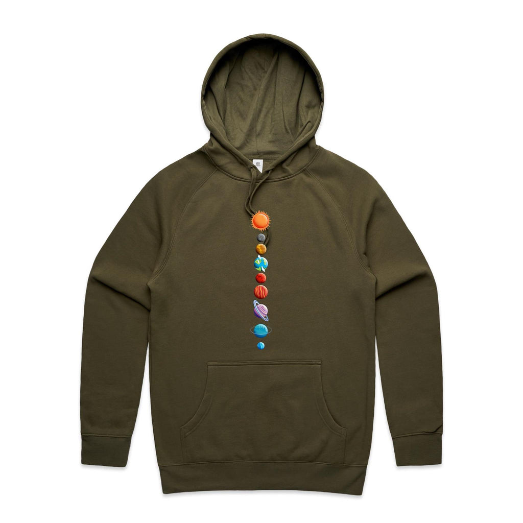 Our Solar System - Mens Hoodie Army Mens Hoodie Printed In Australia Space