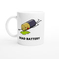 Dead Battery - White 11oz Ceramic Mug Default Title White 11oz Mug Funny Globally Fulfilled