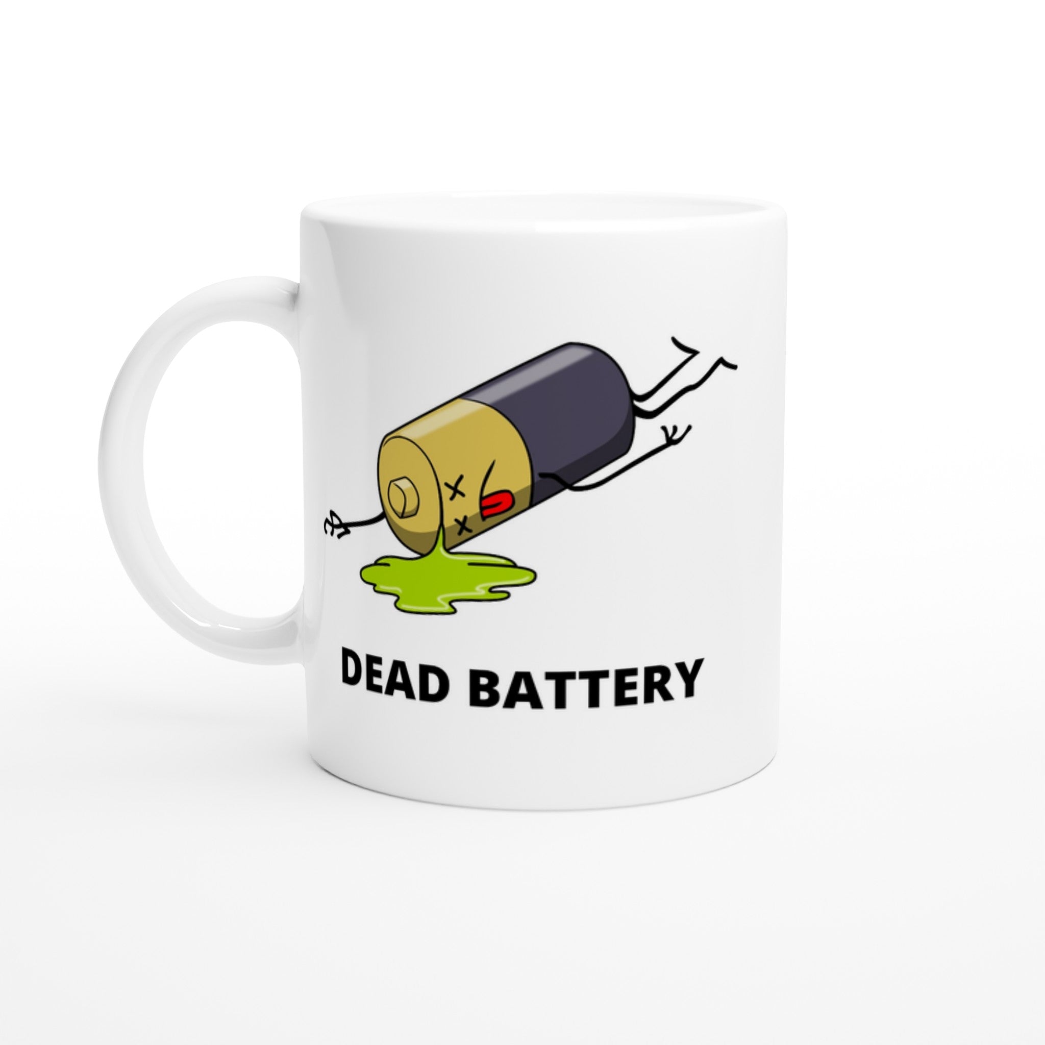 Dead Battery - White 11oz Ceramic Mug Default Title White 11oz Mug Funny Globally Fulfilled