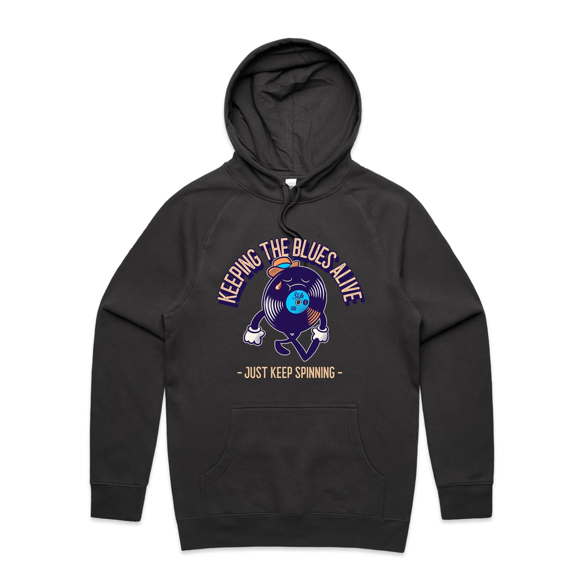 Keeping The Blues Alive - Mens Hoodie Coal Mens Hoodie Music Printed In Australia