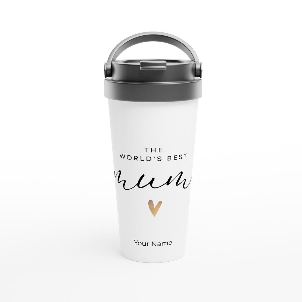 Personalised - The World's Best Mum - White 15oz Stainless Steel Travel Mug Default Title Personalised Travel Mug Globally Fulfilled Mum