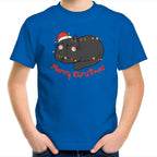Cat Merry Christmas - Kids Youth T-Shirt Bright Royal Kids Christmas T-shirt Christmas Printed In Australia