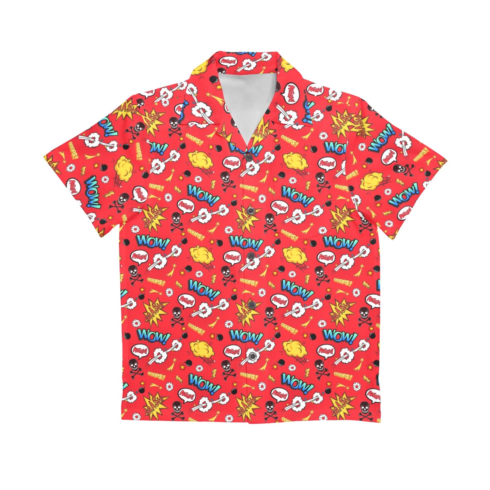 Comic Book Red Senior Kids Hawaiian Shirt Senior Kids Hawaiian Shirt 8-15 comic Printed Offshore