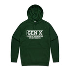 Gen X, Lots Of Memories, No Evidence Men's AS Colour Hoodie Forest Green Mens Hoodie Printed In Australia