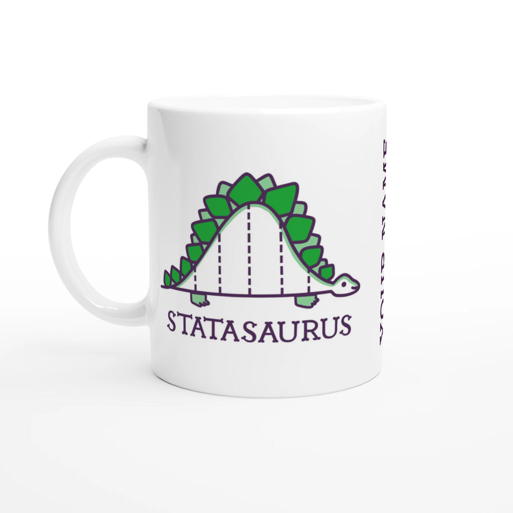 Personalised - Statasaurus - White 11oz Ceramic Mug with Colour Inside Ceramic White Personalised 11oz Mug animal customise Globally Fulfilled Maths personalise Science