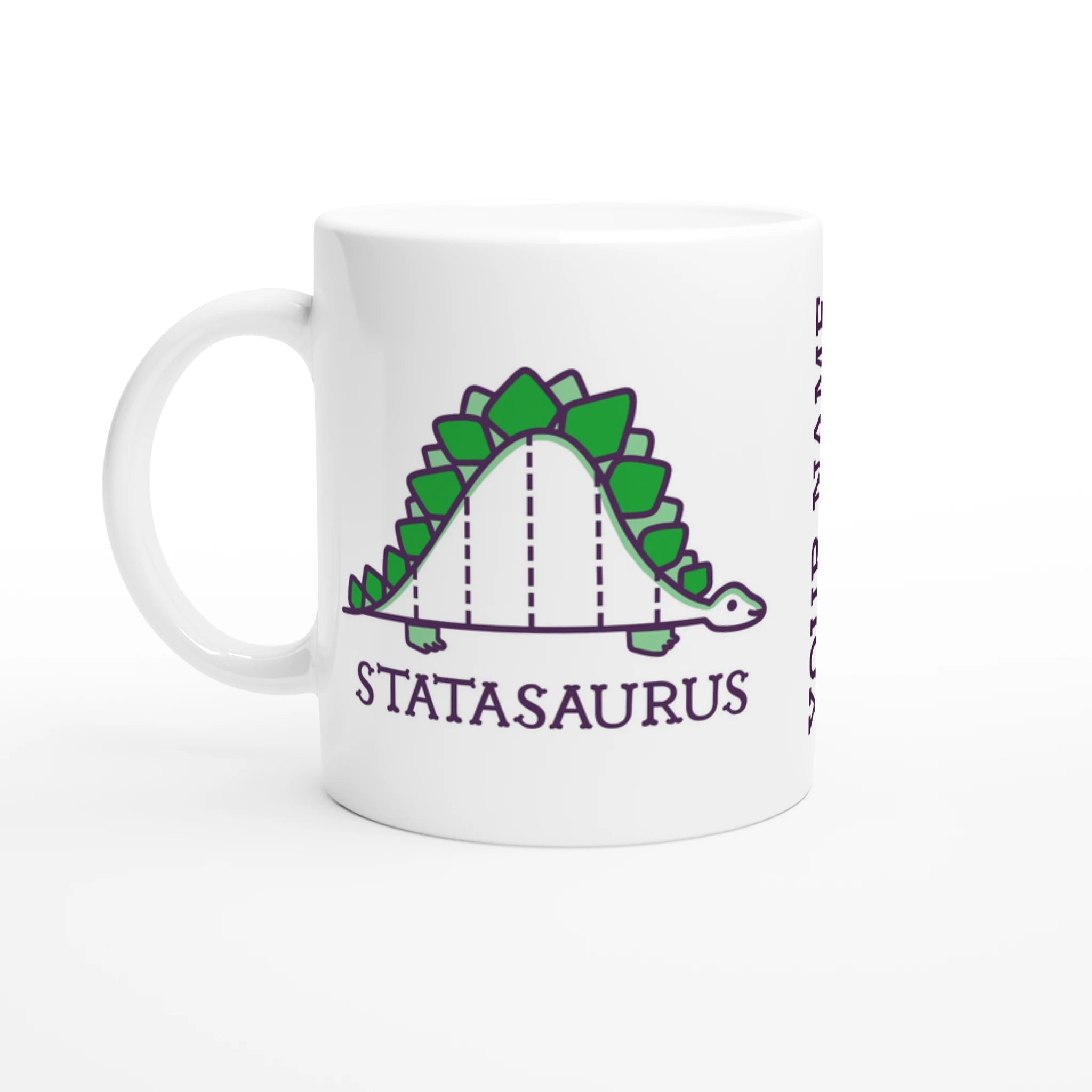 Personalised - Statasaurus - White 11oz Ceramic Mug with Colour Inside Ceramic White Personalised 11oz Mug animal customise Globally Fulfilled Maths personalise Science