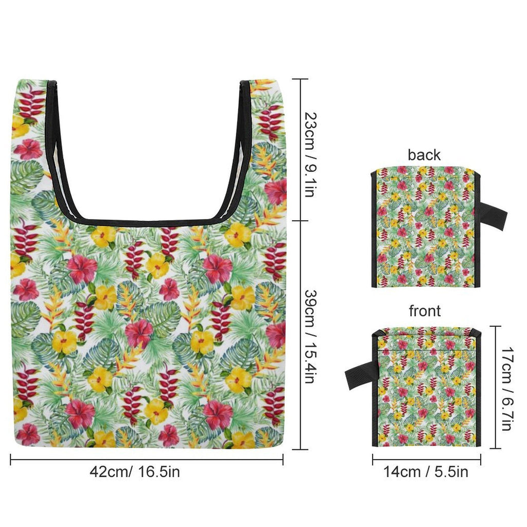 Tropical Flowers On White Foldable Shopping Bag