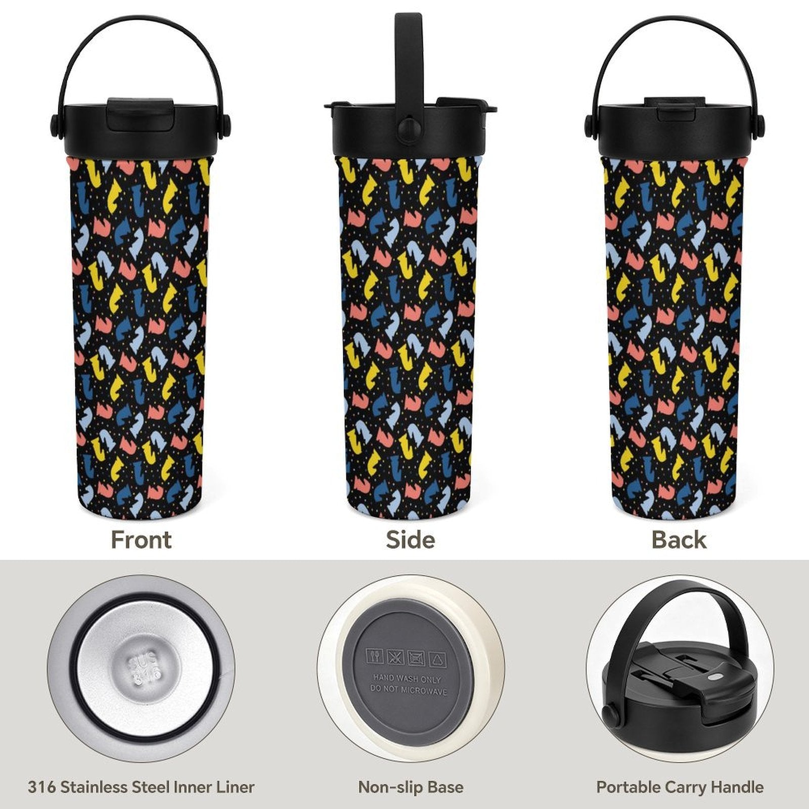 Colourful Chess 20oz Tea Tumbler with Carry Handle