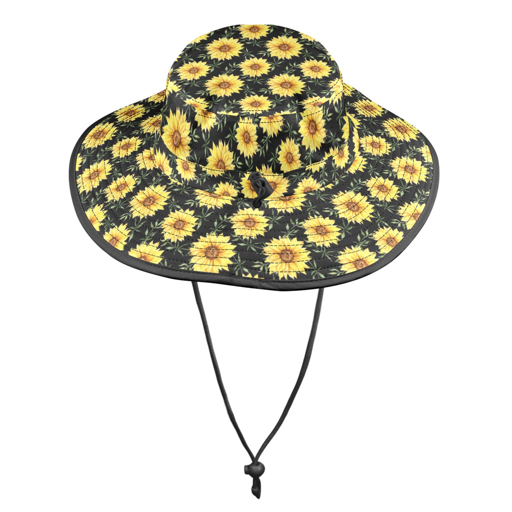 Painted Sunflower Wide Brim Bucket Hat Wide Brim Bucket Hat Plants Printed Offshore