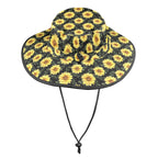 Painted Sunflower Wide Brim Bucket Hat Wide Brim Bucket Hat Plants Printed Offshore