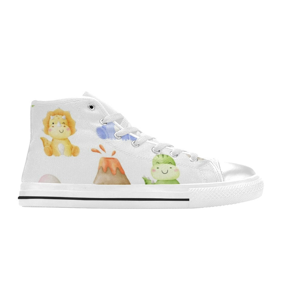 Hatching Dinosaurs - Kids High Top Canvas Shoes