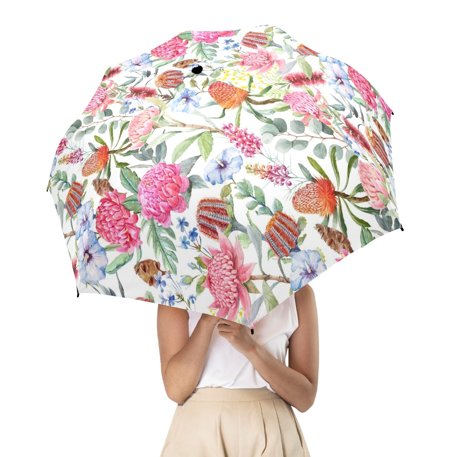 Australian Flowers - Semi-Automatic Foldable Umbrella (Model U12) Semi-Automatic Foldable Umbrella (U12)