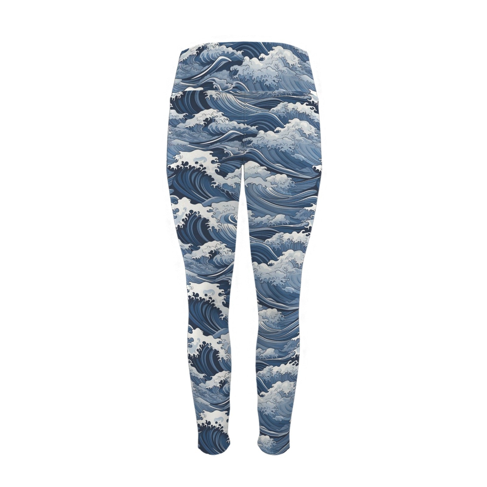Japanese Waves Women's High Waist Pockets Yoga Leggings Women's High Waist Pockets Yoga Leggings Ocean Printed Offshore