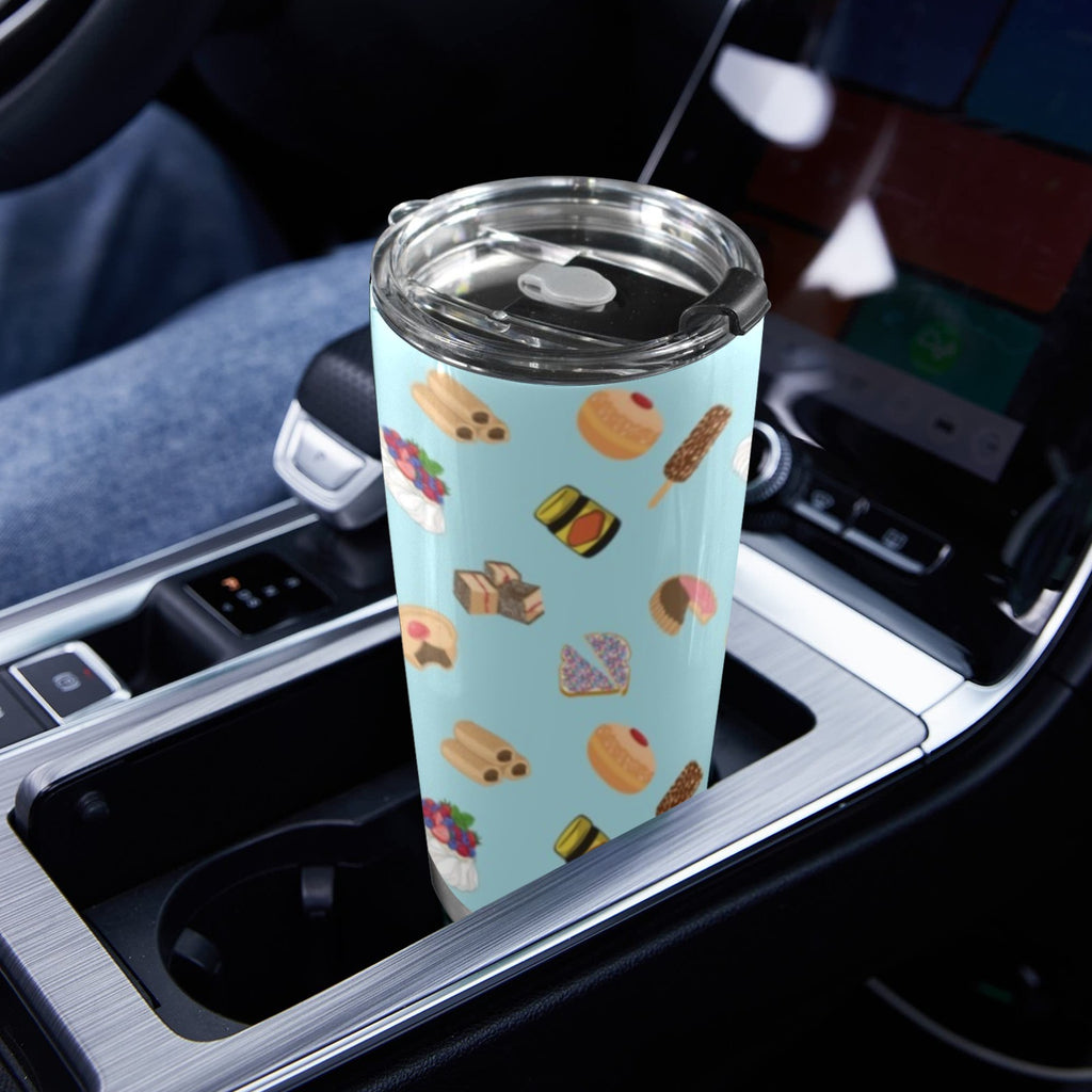 Classic Aussie Food Icons 20oz Mobile Tumbler with Lid (Black Lock) 20oz Travel Mug Australia Food Printed Offshore