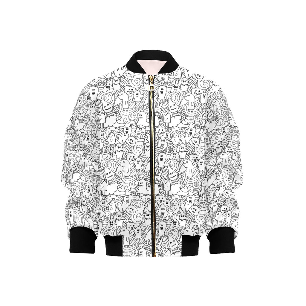 Black And White Creatures Kids Bomber Jacket XL Kids Bomber Jacket Printed Offshore Sci Fi