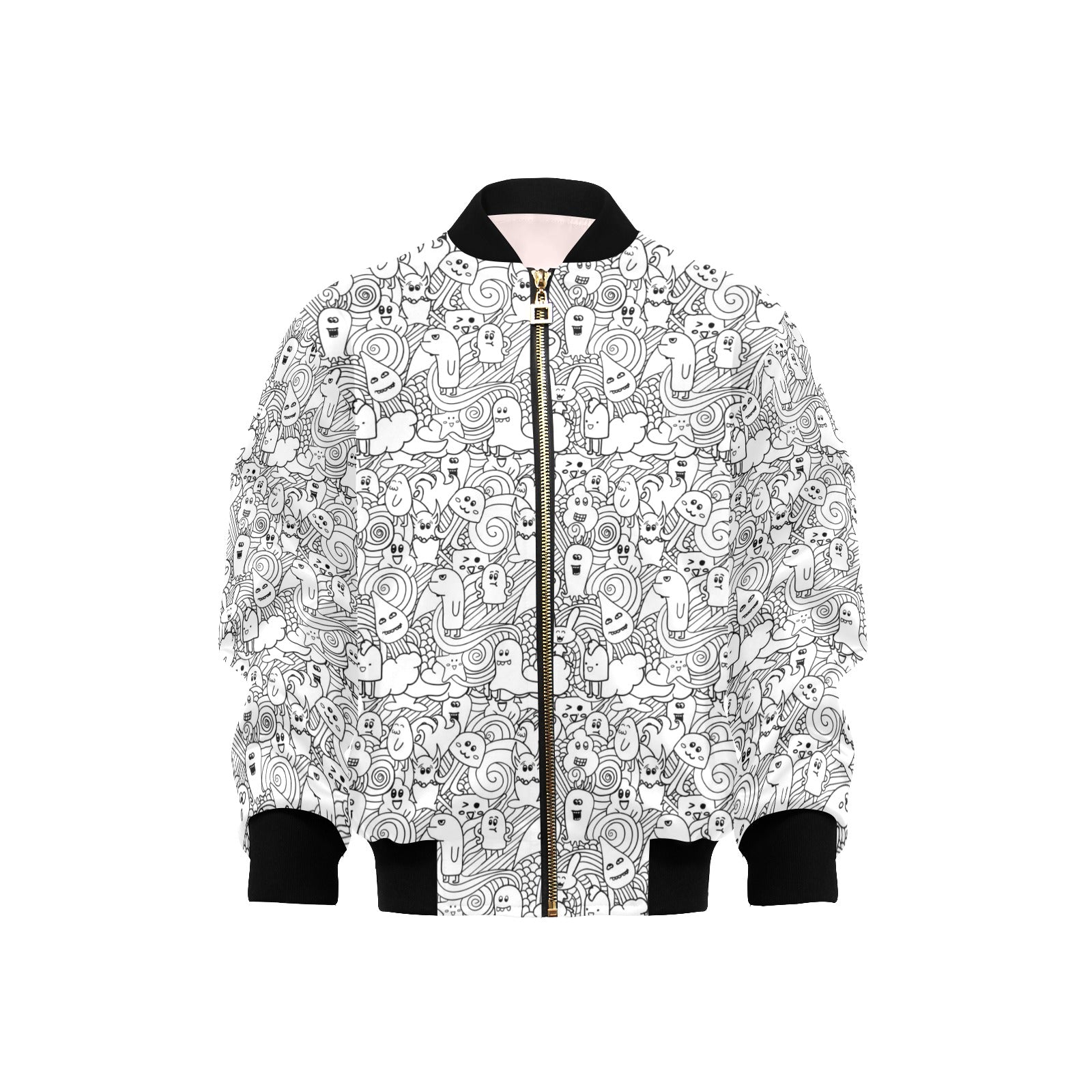 Black And White Creatures Kids Bomber Jacket XL Kids Bomber Jacket Printed Offshore Sci Fi
