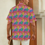 Bright And Bold Flowers Men's Short Sleeve Hawaiian Shirt Men's Hawaiian Shirt (New) Plants Printed Offshore