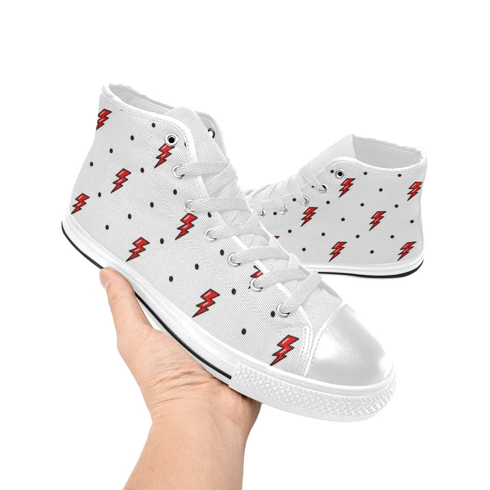 Red Lightning - Men's High Top Canvas Shoes