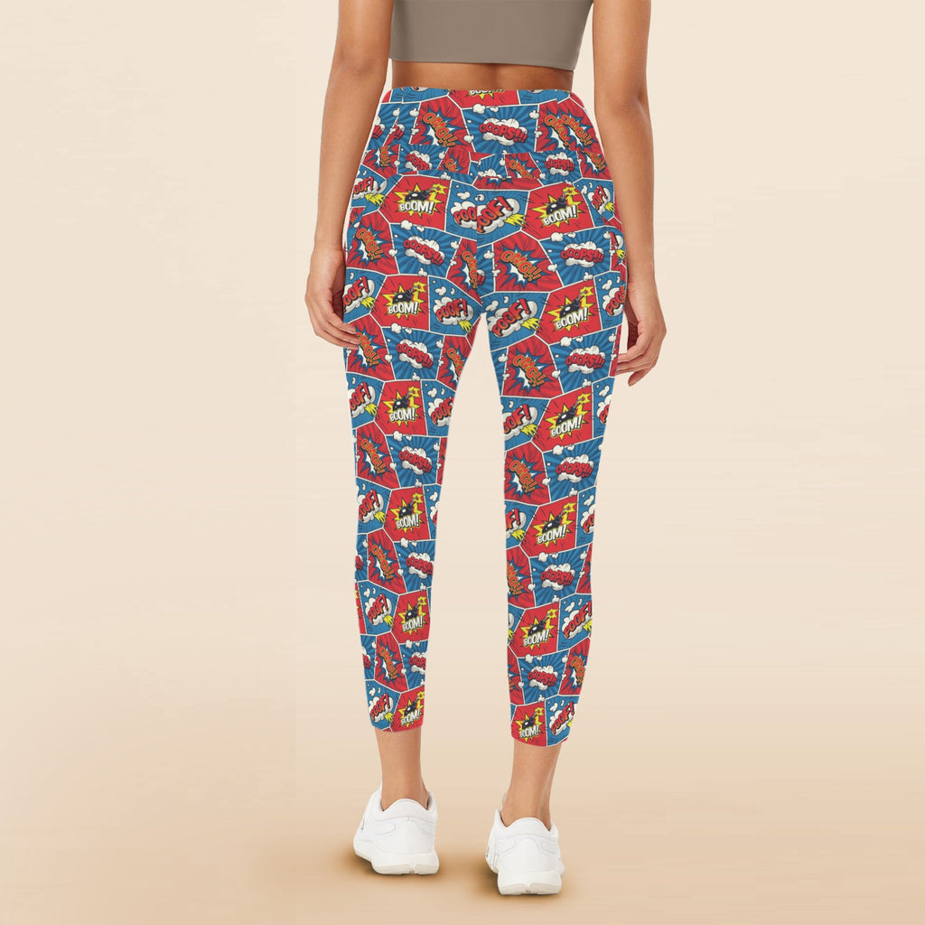 Comic Book Cells - Women's High Waist Pockets Yoga Leggings