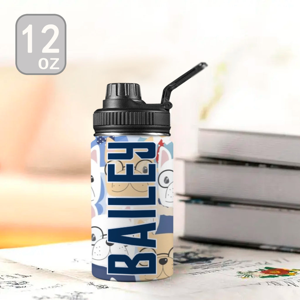 Personalised - Dog Crowd - Kids Stainless Steel Water Bottle