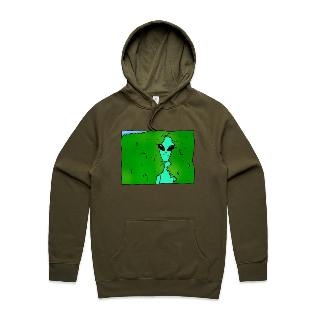 Alien Backing Into Hedge Meme - Mens Hoodie Army Mens Hoodie Printed In Australia Sci Fi
