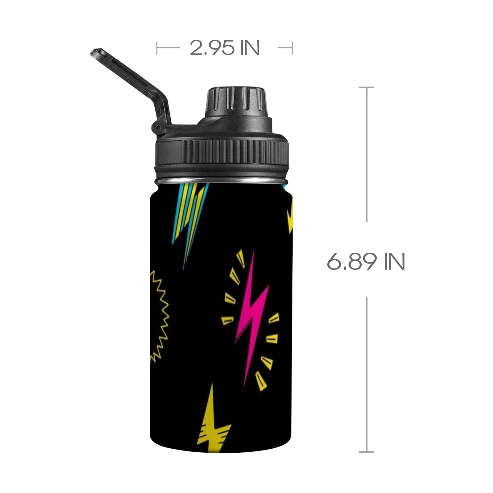 Fun Lightning - Kids Water Bottle with Chug Lid (12 oz) One Size Kids Water Bottle with Chug Lid comic Printed Offshore