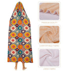 Happy Retro Flowers Kids Hooded Blanket 100cm x 130cm Kids Hooded Blanket Printed Offshore Retro