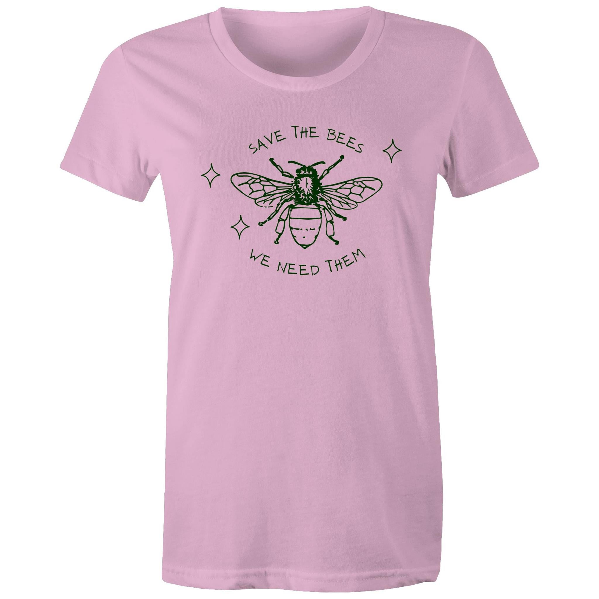 Save The Bees - Womens T-shirt Pink Womens T-shirt animal Printed In Australia