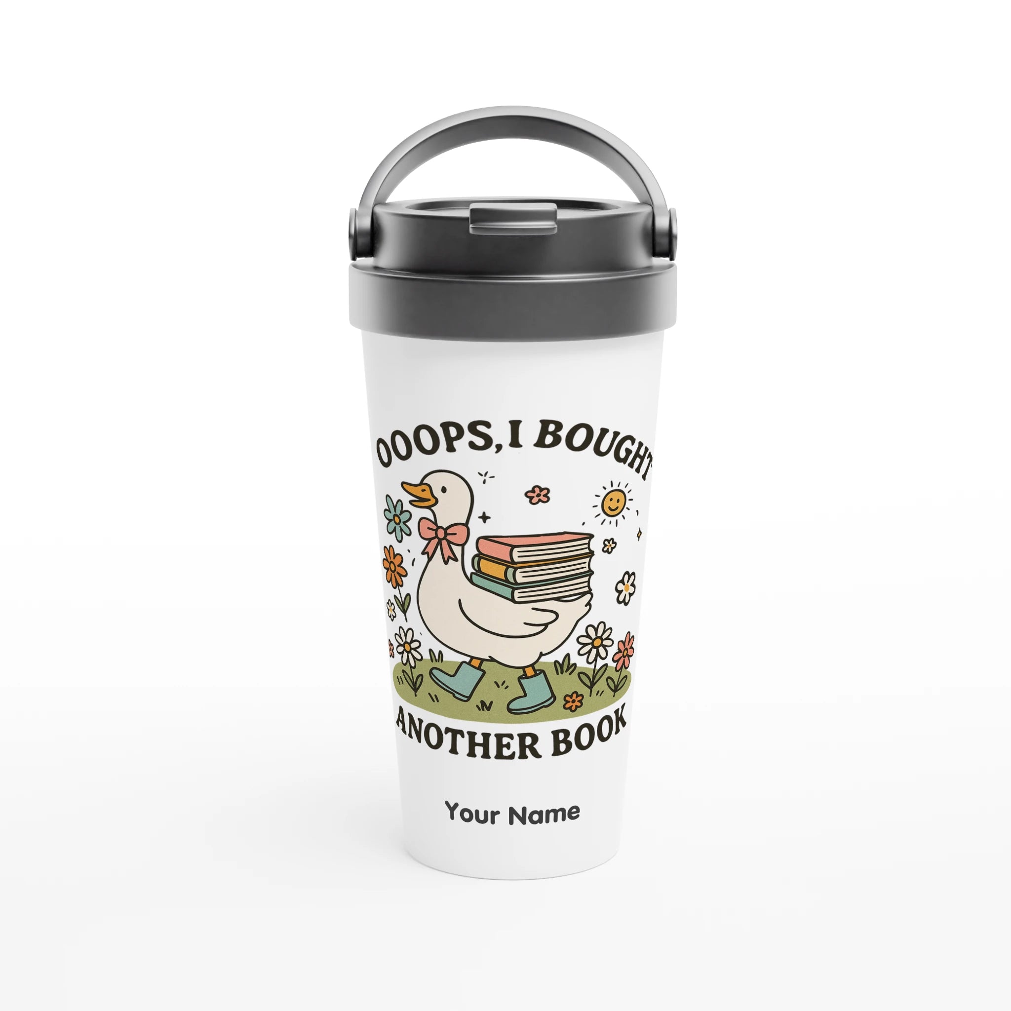 Personalised - Oops, I Bought Another Book - White 15oz Stainless Steel Travel Mug Default Title Personalised Travel Mug customise Globally Fulfilled personalise Reading