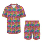 Bright And Bold Flowers Men's Hawaiian Shirt & Shorts Set Men's Hawaiian Shirt & Shorts Set Plants Printed Offshore