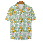 Tropical Flowers And Leaves Women's Short-Sleeve Button Up Shirt Women's Short-Sleeve Button Up Shirt Plants Printed Offshore